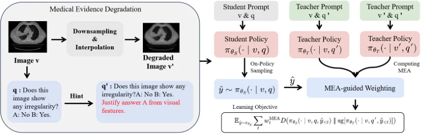 Figure 4：Figure 4: Overview of Med-OPD. Med-OPD first constructs an evidence-degraded view of the medical image and an 